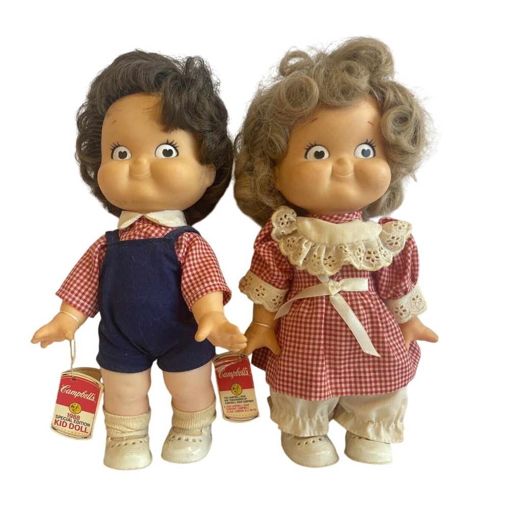 Vintage Campbell's‎ Soup Kids Dolls Boy & Girl Set Special Edition Vinyl 1988